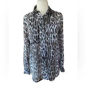 Michael Kors Sparkly, Semi-Sheer, Embellished Button Down Shirt